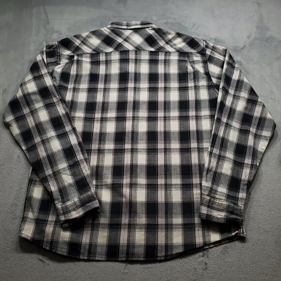 Wrangler Long Sleeve Button Up Flannel Plaid Shirt Black White Men Sz XL - Picture 2 of 9